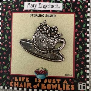 Mary Engelbreit sterling silver new bowl of cherries pin brooch